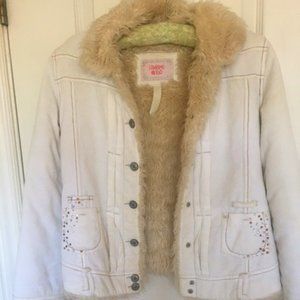 LIMITED TOO Corduroy rhinestone fur-lined coat